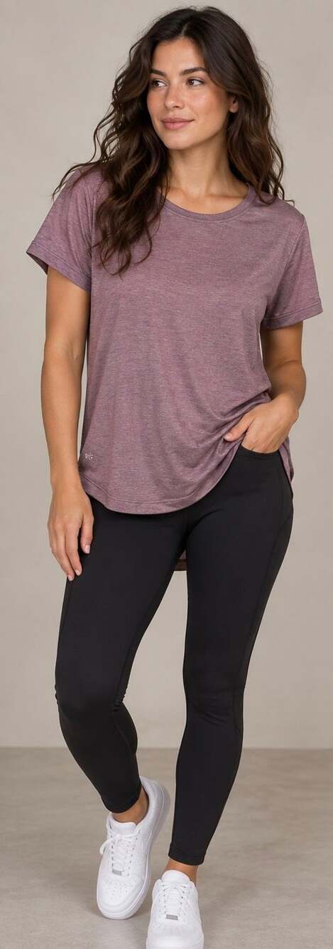 Athleta Short Sleeve T-Shirt Size L Purple Heather Open Back